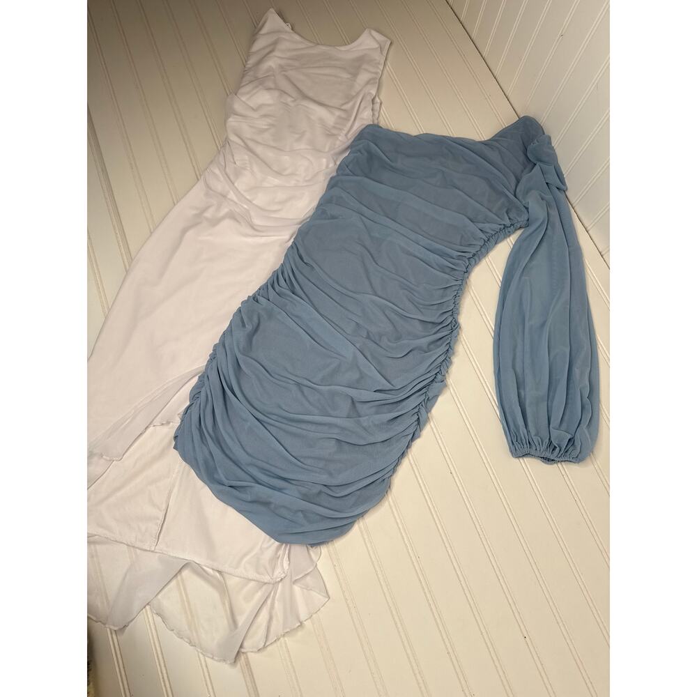 NWT Amazon Lots of 2 Dresses - Ruched One Shoulder Bodycon Mini & Midi Bundle S